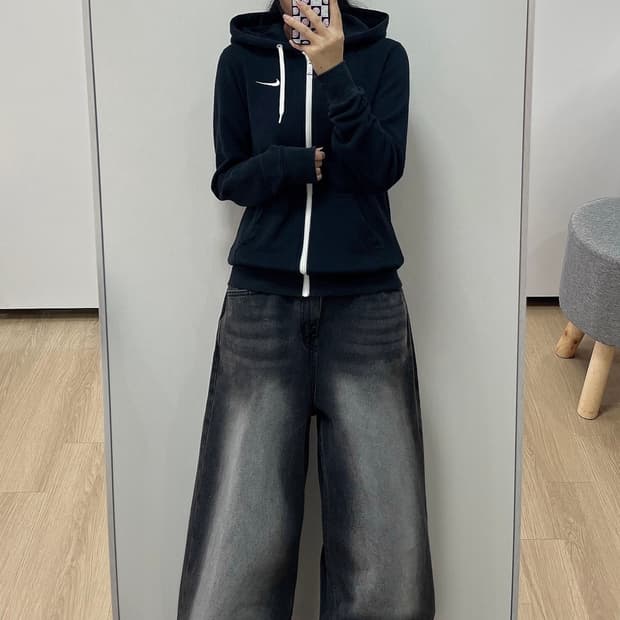 나이키 스우시 자수로고 블랙 후드집업