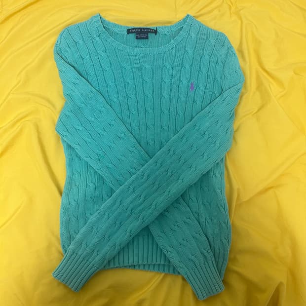 랄프로렌 케이블 니트 민트 여성 M
