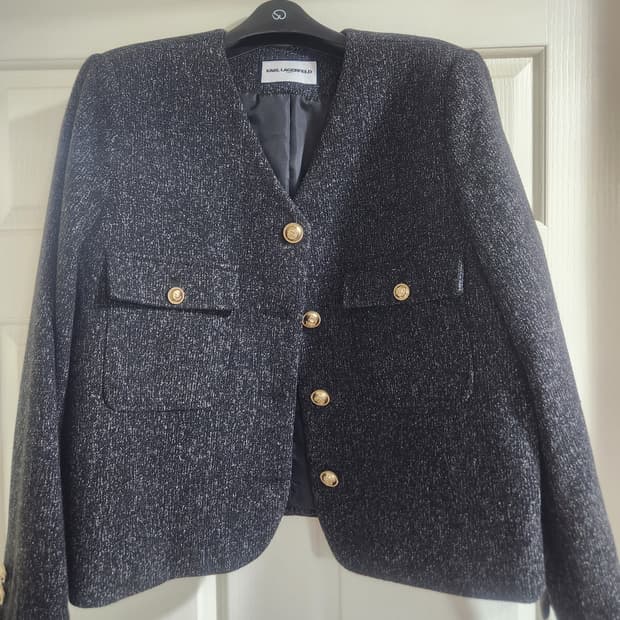 칼 라거펠트 블랙 트위드 자켓