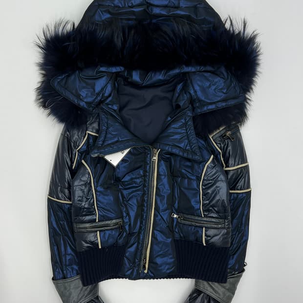 빈티지 퍼 후드 크롭 패딩