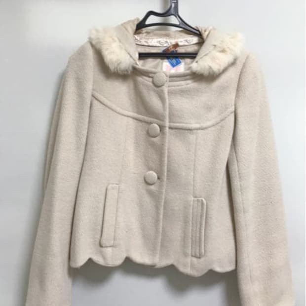 일브 로디스포토깔 윌셀렉션 토끼모피 후드 핑크 백리본 숏코트 무스탕 자켓