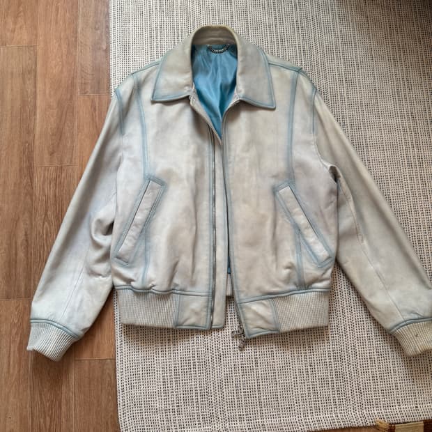 솔리드옴므 22ss 블루 레더 블루종 자켓