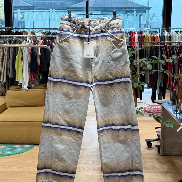 부리 아이보리 데님 스트라이프 팬츠 