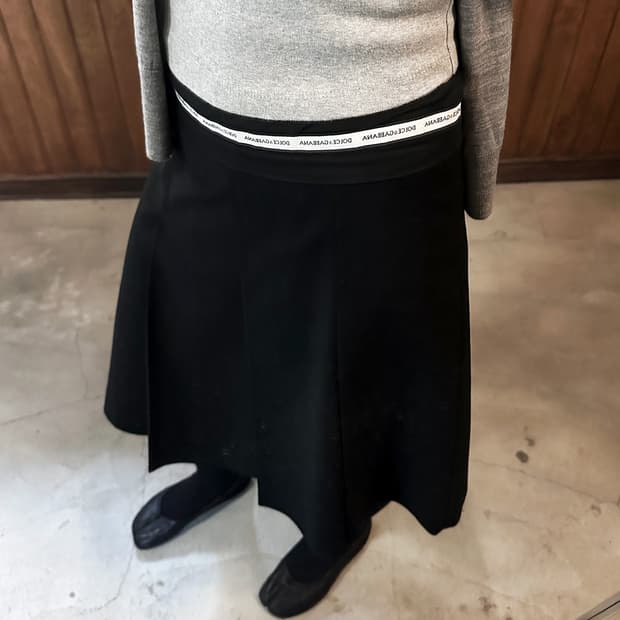 DOLCE&GABBANA logo band wool skirt