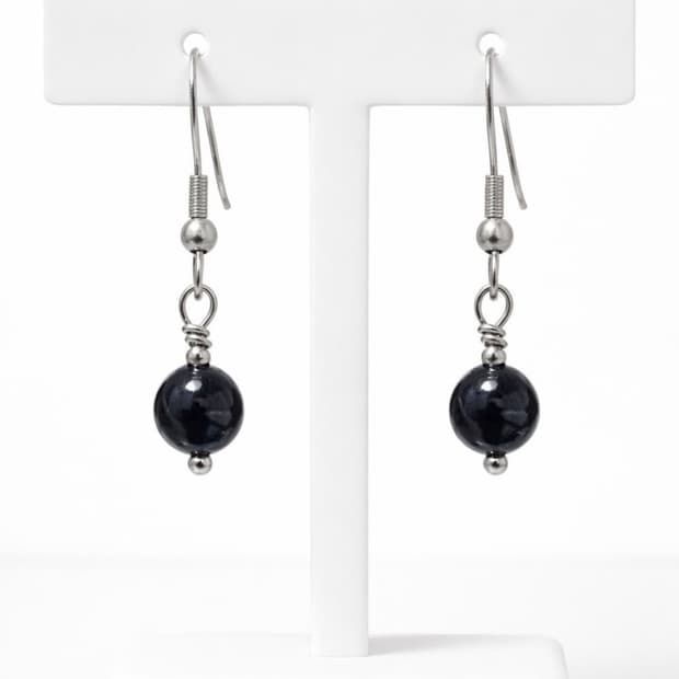 (핸드메이드) 천연석 오닉스 귀걸이