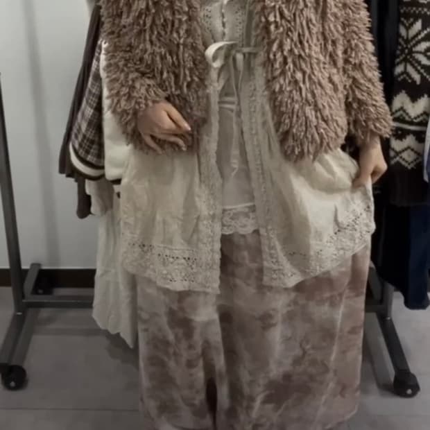 ((선가든 페어리모리 코디셋 퍼가디건 오리엔탈 타이다이스커트))