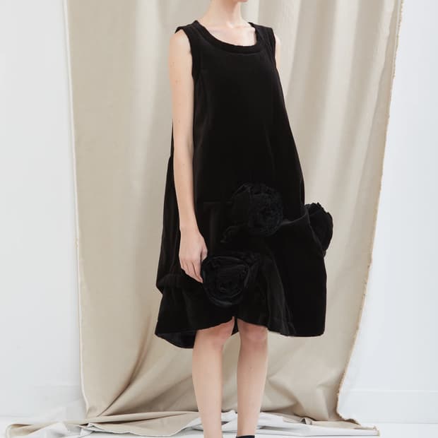 꼼데가르송 코튼 벨벳 플로럴 플라워 원피스