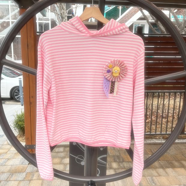 연핑크 스트라이프 후드티 + 로제트 세트 🍓