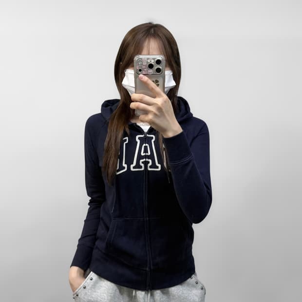 갭 Gap 스펠 로고 후드집업 네이비