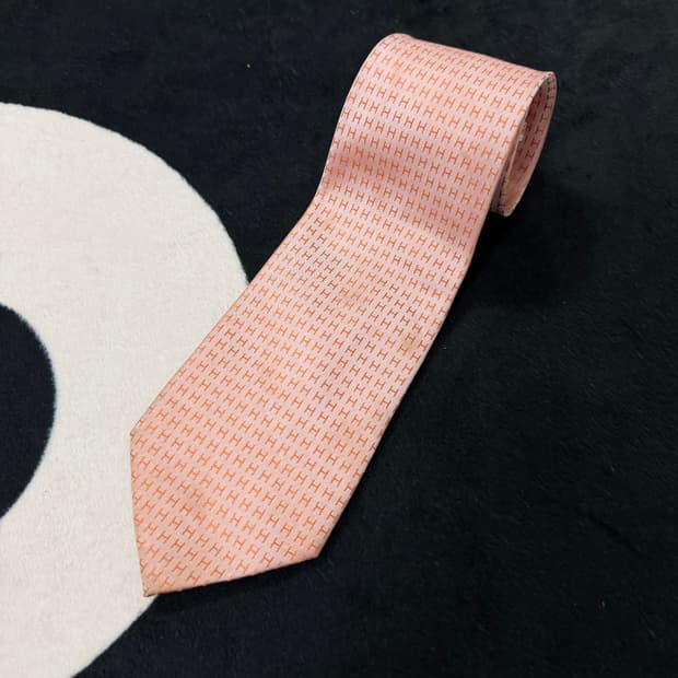 에르메스 빈티지 실크 넥타이 (Pink Orange)