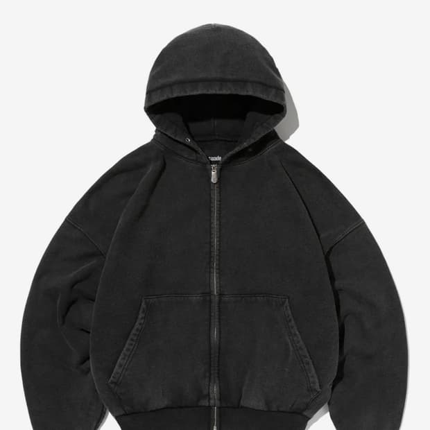 Suade cropped washed 후드 집업