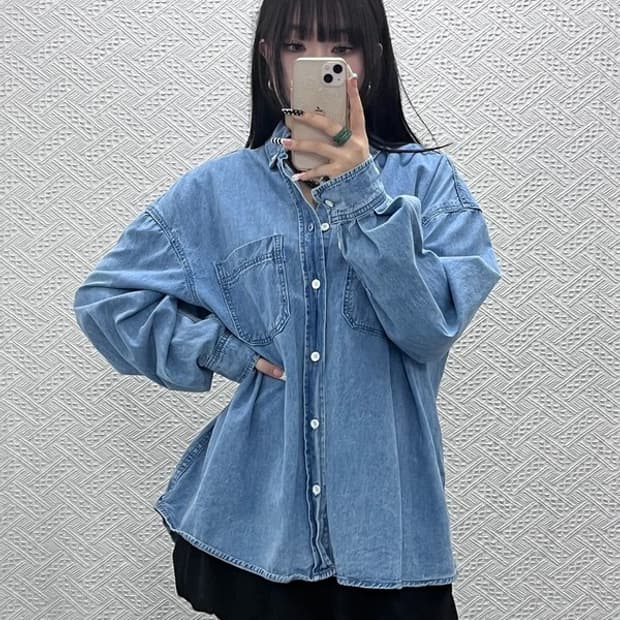 오션 퍼시픽 빈티지 컨트리 레트로 버튼 데님 셔츠 M C10385