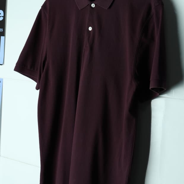 (L-XL) 지오다노 반팔 카라 티셔츠 버건디 무지 올드스쿨-H32887