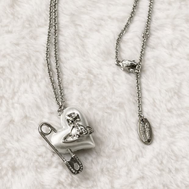 비비안웨스트우드 목걸이 오리에타 옷핀 클립 펄 하트목걸이 빈티지