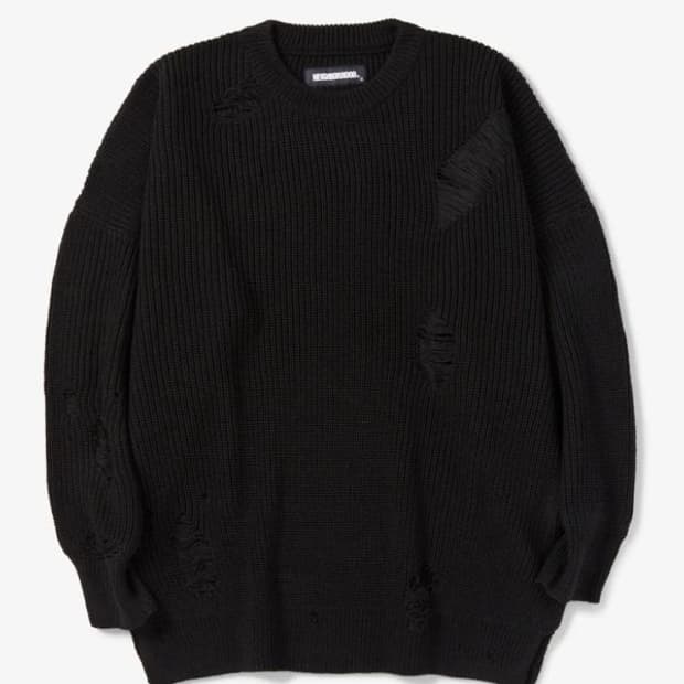 (L) 네이버후드 20AW 세비지 크루넥 니트 블랙