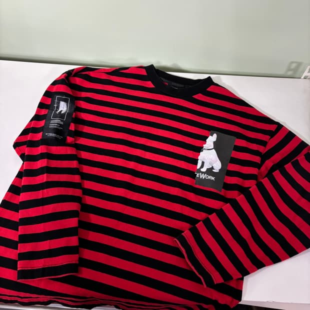 M 라이프워크 레드 단가라 백로고 롱슬리브