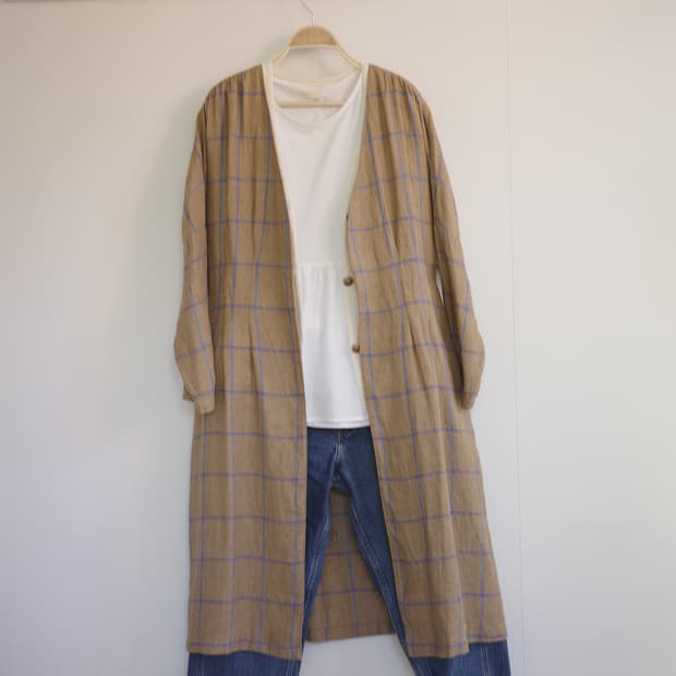 린넨 롱 로브 원피스 (벨트 세트)