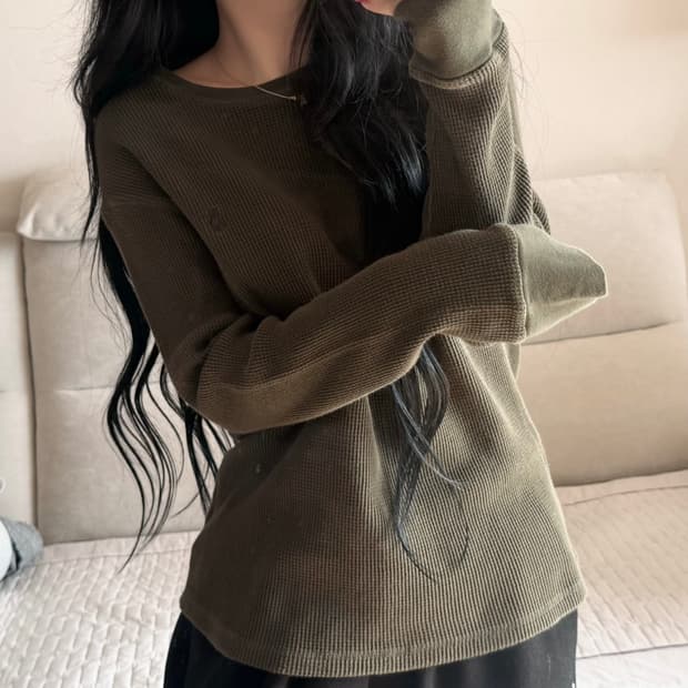 폴로 랄프로렌 딥카키/딥블루 와플 니트 