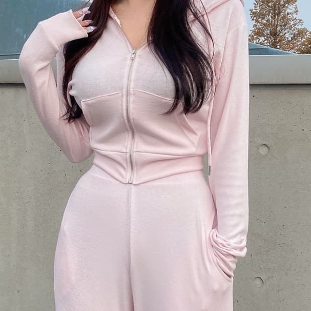 히프나틱 찰랑이 후드집업 핑크