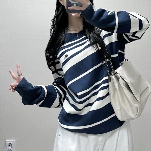 라코스테 스트라이프 니트