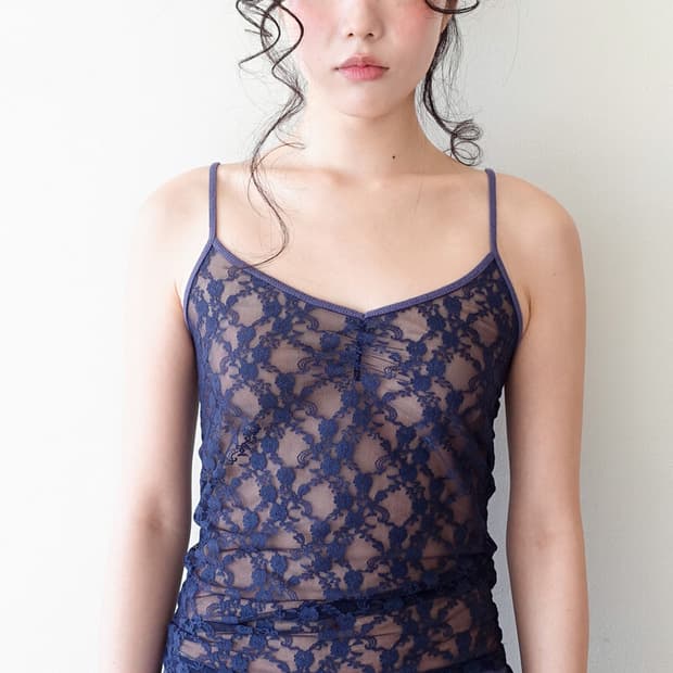 [fe.3] lace sleeveless (navy)