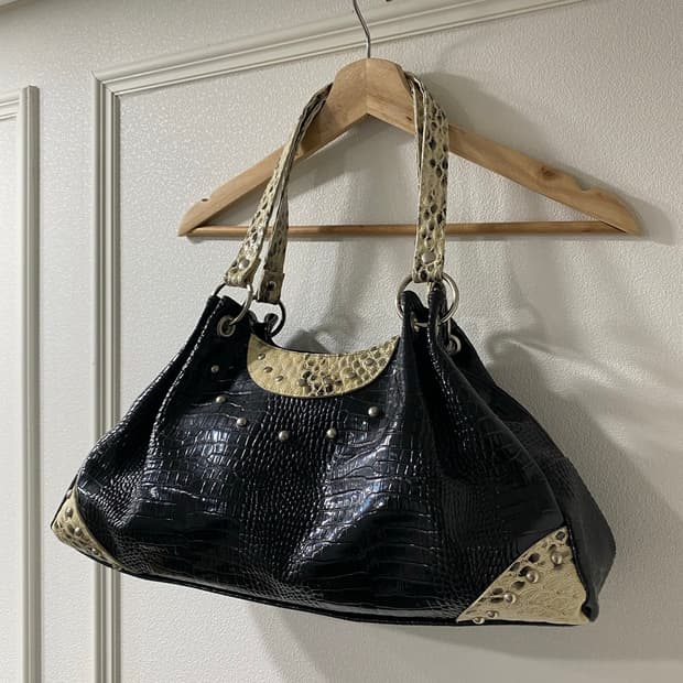 Crocodile Leather Stud Bag