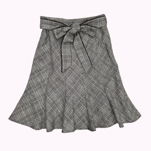glitter check belted ribbon skirt