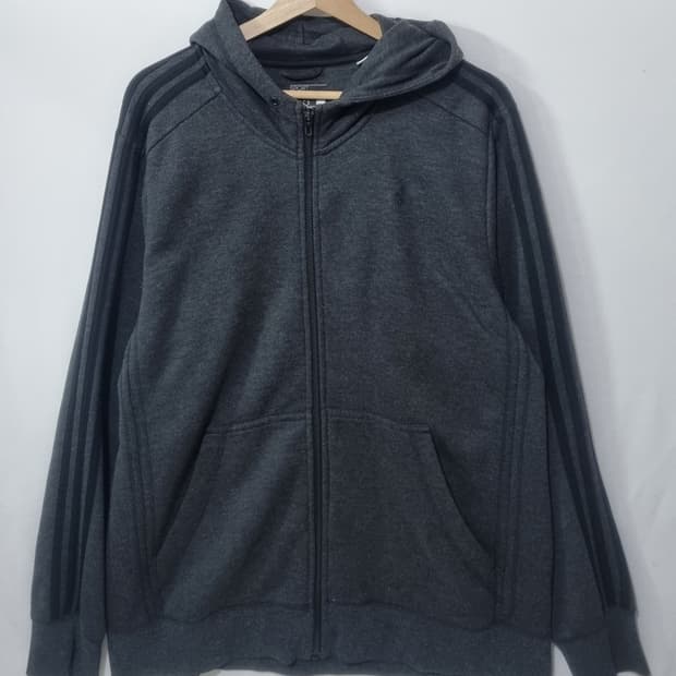 실측 오버핏 L ) 아디다스 다크그레이 후드집업