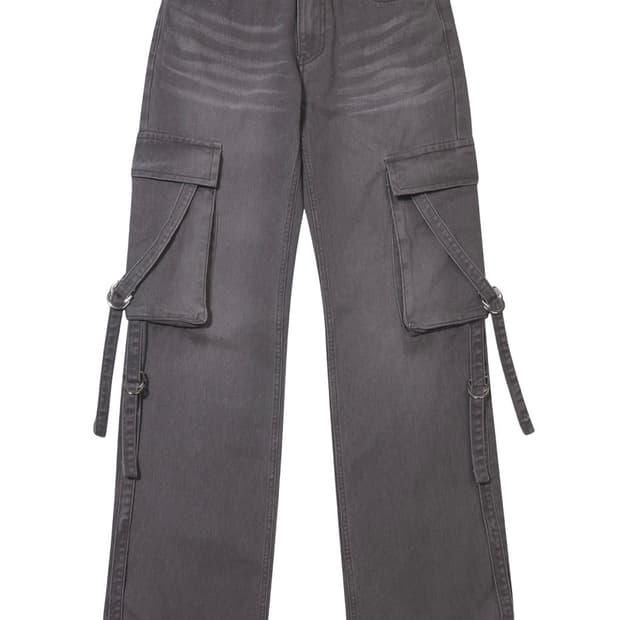 yeel WASHING STRAP LOWRISE DENIM black