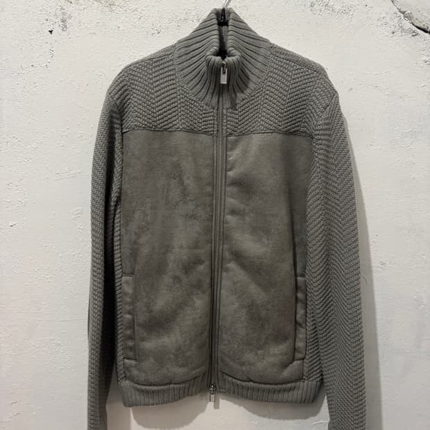 아르마니익스체인지 스웨이드 믹스 니트 자켓