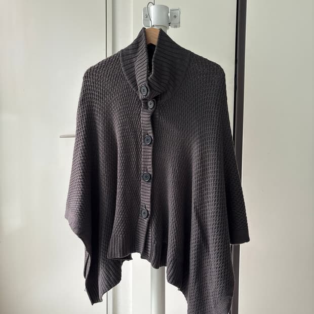 Flowing Charcoal Cape Knit