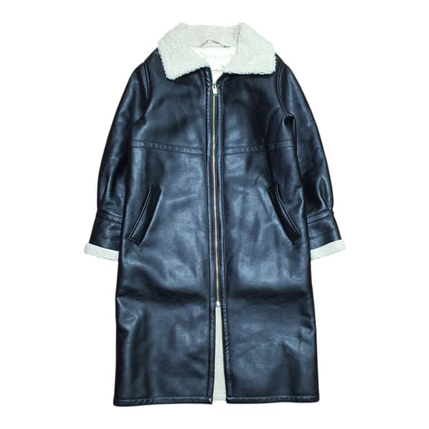 ✨ (바배) 블루드진 덕다운 무스탕 레더 롱 코트 패딩 