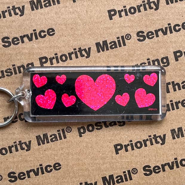 90s vtg Pink Heart Keyring