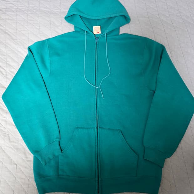 [L] 80s 러셀 애슬레틱 후드집업 틸그린 ver 레드택