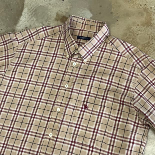 L 버버리 체크 반팔셔츠