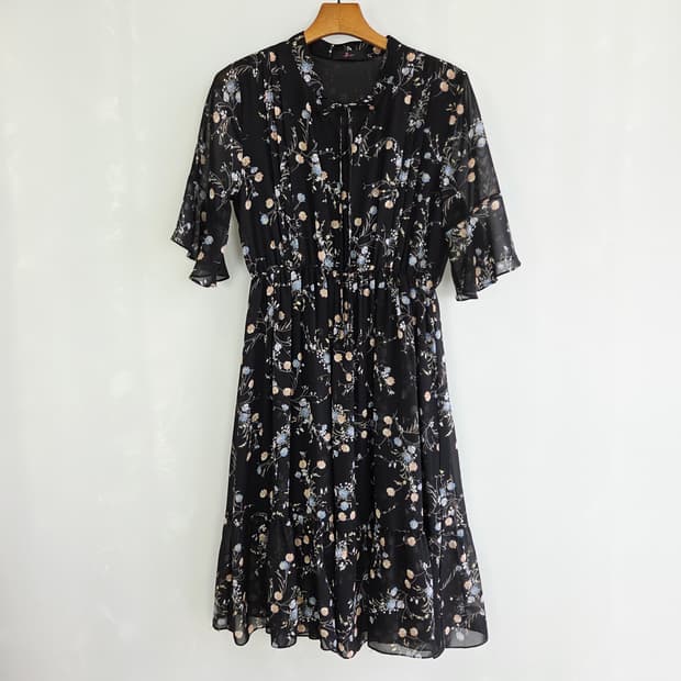 jj지고트 플라워 쉬폰 롱원피스 여성 프리사이즈