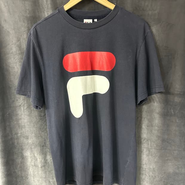 휠라 FILA 빅 로고 반팔 티셔츠 L 네이비