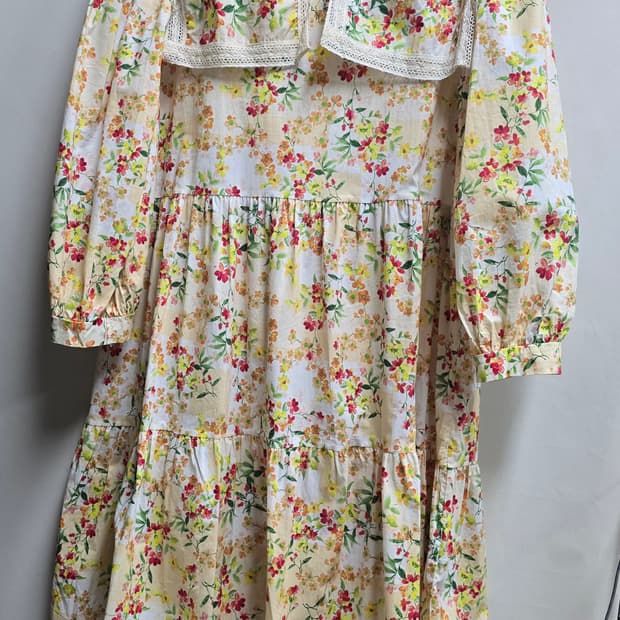 빅카라 플라워 패턴 롱 원피스 M