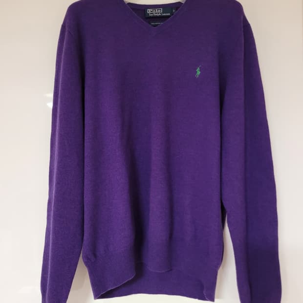 폴로 랄프로렌 브이넥 울 니트 퍼플 L