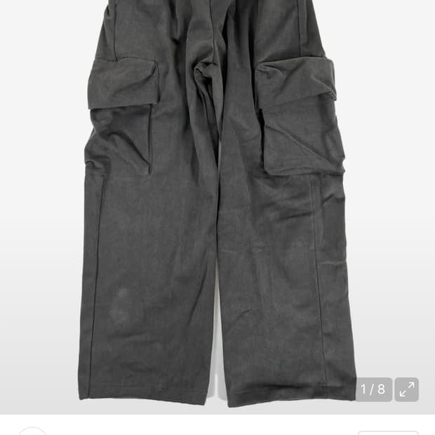 스케이터 락 cotton cargo wide pants 차콜