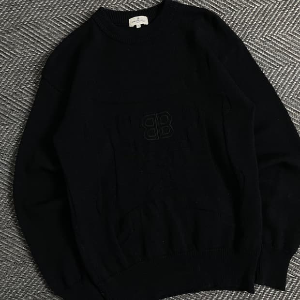 90s 발렌시아가 아카이브 빅로고 스웨터 블랙y 3119