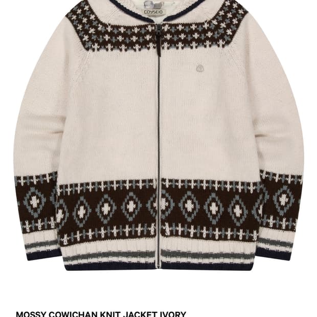 코이세이오 mossy cowichan 니트 자켓 아이보리