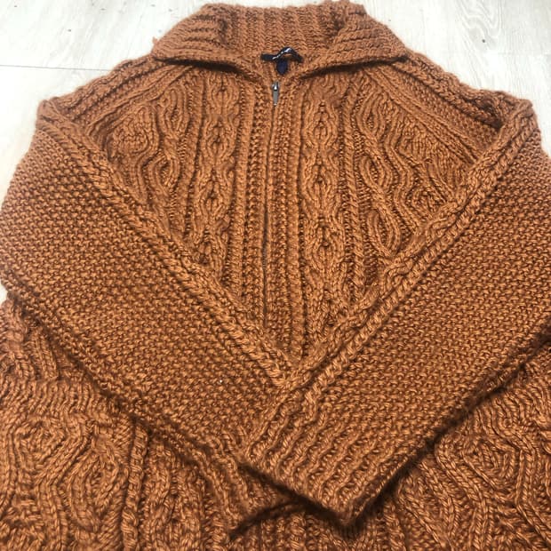 주황색 니트 집업 XL 105