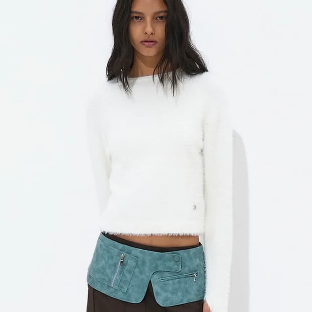 [파르티멘토 우먼] 헤어리 니트 크루넥 화이트