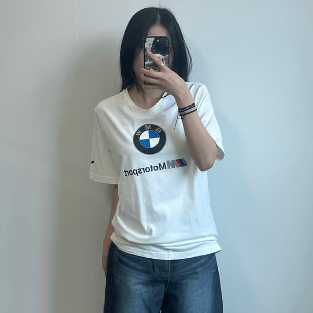 푸마 BMW 화이트 반팔 티셔츠