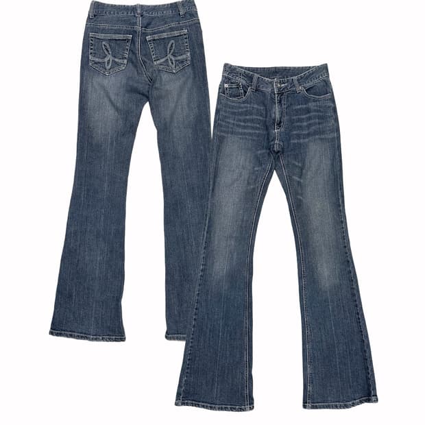 cubic button low-rise boots-cut jean