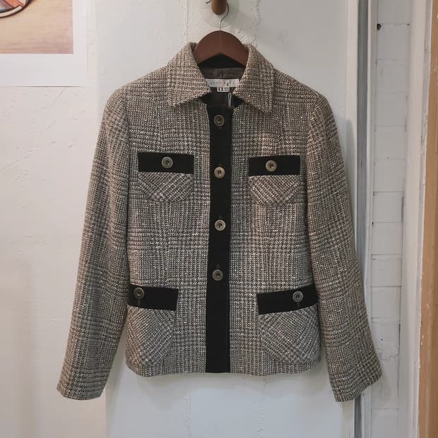 Sept fois 벨벳트리밍 트위드자켓(Italy fabric)