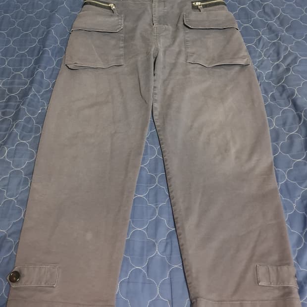 (희귀매물) 시스템옴므 유틸리티 밑단버튼 스판 앵클 카고팬츠 차콜 33