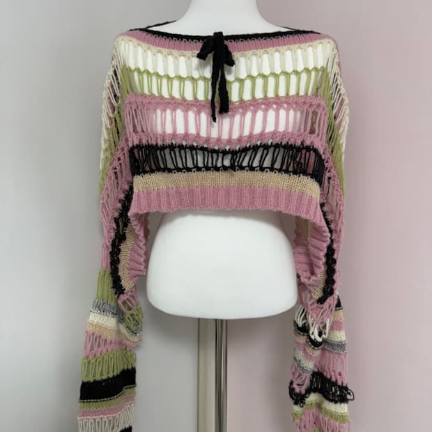 빈티지 그런지 그물 니트 