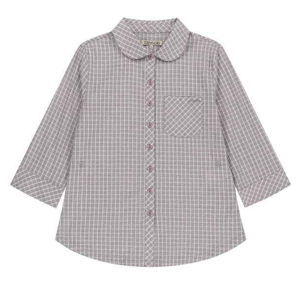 Coyseio round collar capri shirt ashpink